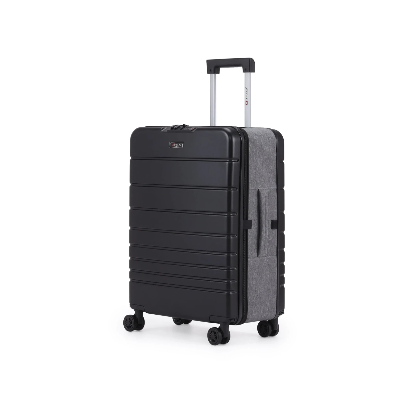 std-37388 מזוודת טרולי 20" מתקפלת עליה למטוס דגם XFOLD מבית Swiss Voyager בצבע שחור