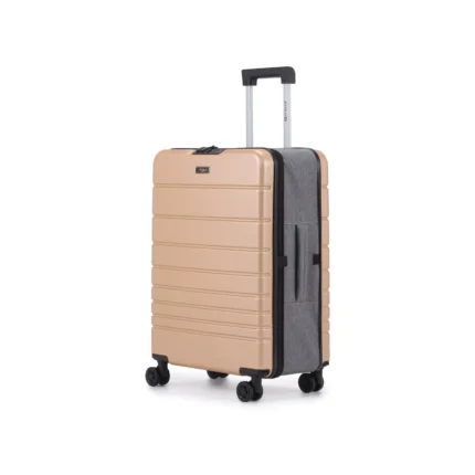 מזוודת טרולי 20" מתקפלת עליה למטוס דגם XFOLD מבית Swiss Voyager בצבע שמפנייה