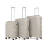 שלוש המזוודות בסט זו לצד זו Swiss Royal Barcelona בצבע אבן