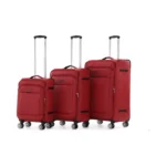 שלוש המזוודות בסט זו לצד זו Swiss Voyager Santorini בצבע בורדו