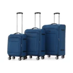 שלוש המזוודות בסט זו לצד זו Swiss Voyager Santorini בצבע כחול נייבי